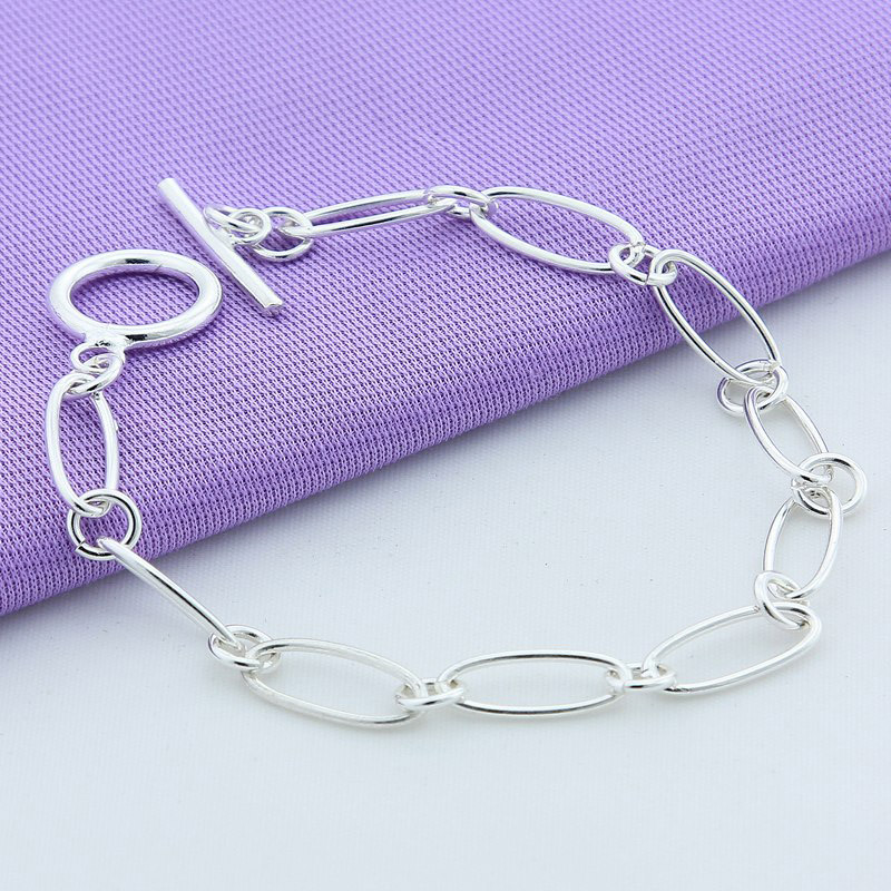 Pulseras de cadena simples de plata 925, joyería para mujer, pulsera con dijes,