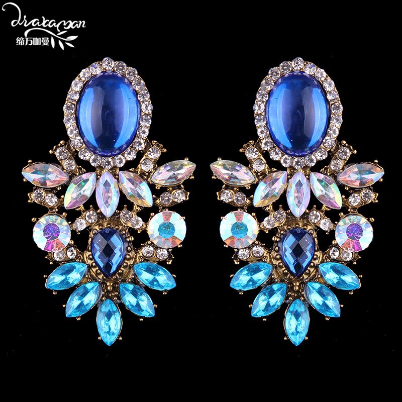 Dvacaman marca matrimonio dichiarazione nuziale orecchini di cristallo donne viola strass goccia ciondola orecchini gioielli per feste Femme Bijoux barocco lusso banchetto di nozze grandi orecchini pendenti all&#39;ingrosso Dropshipping 2020 inverno: 10