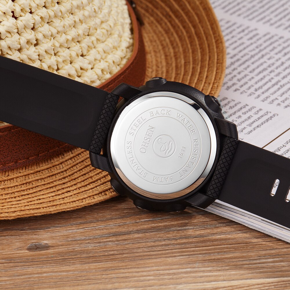 NEUE OHSEN Mann Männlichen Orologio Uomo Digitale Uhren Wasser Stoßfest Herren Sport Armbanduhren Silikon Band