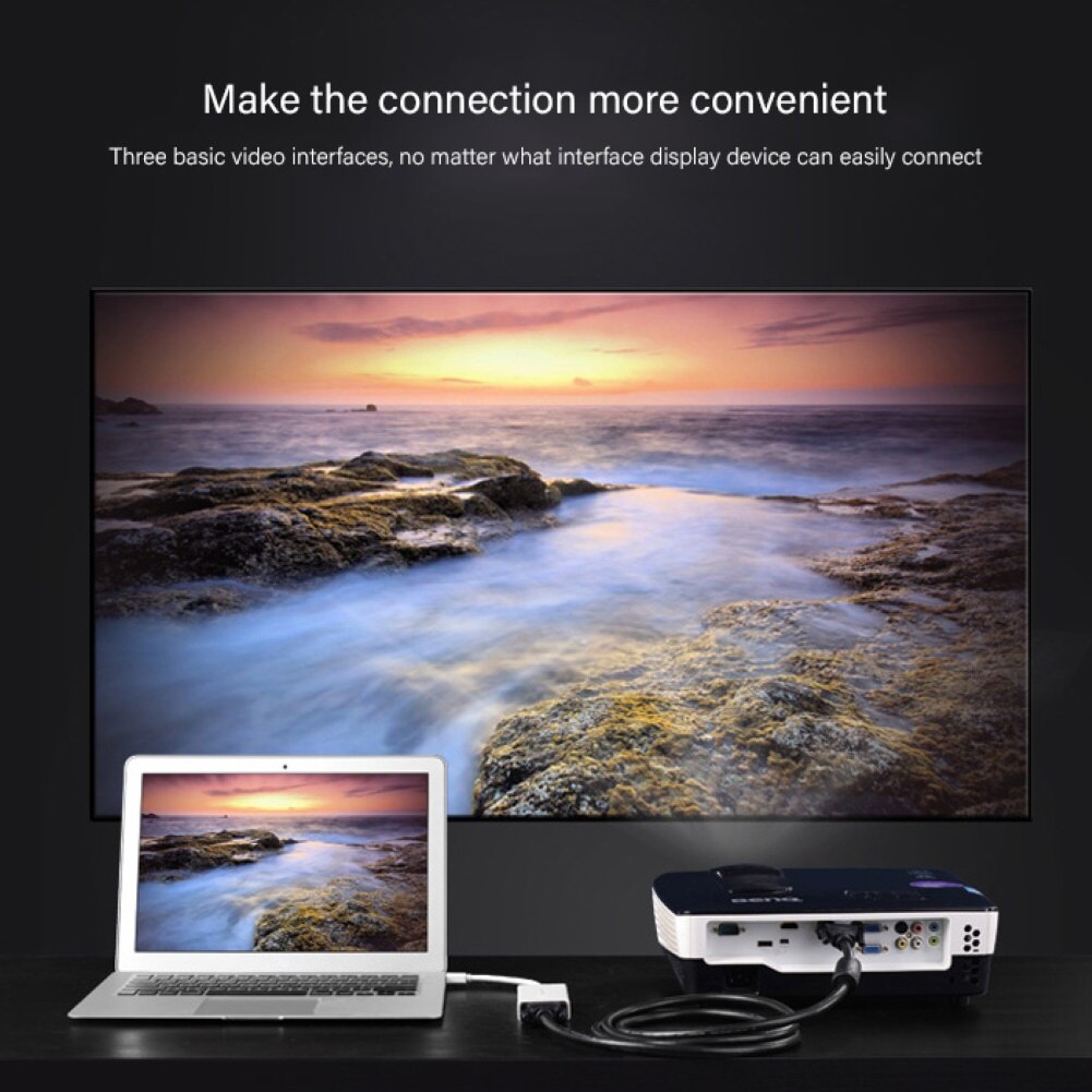 Tre-in-uno cavo adattatore micro USB mini 1080P DP tutto'ADATTATORE di HDMI VGA DVI Convertitore dell'adattatore del Cavo per Macbook pro Comodo da Usare