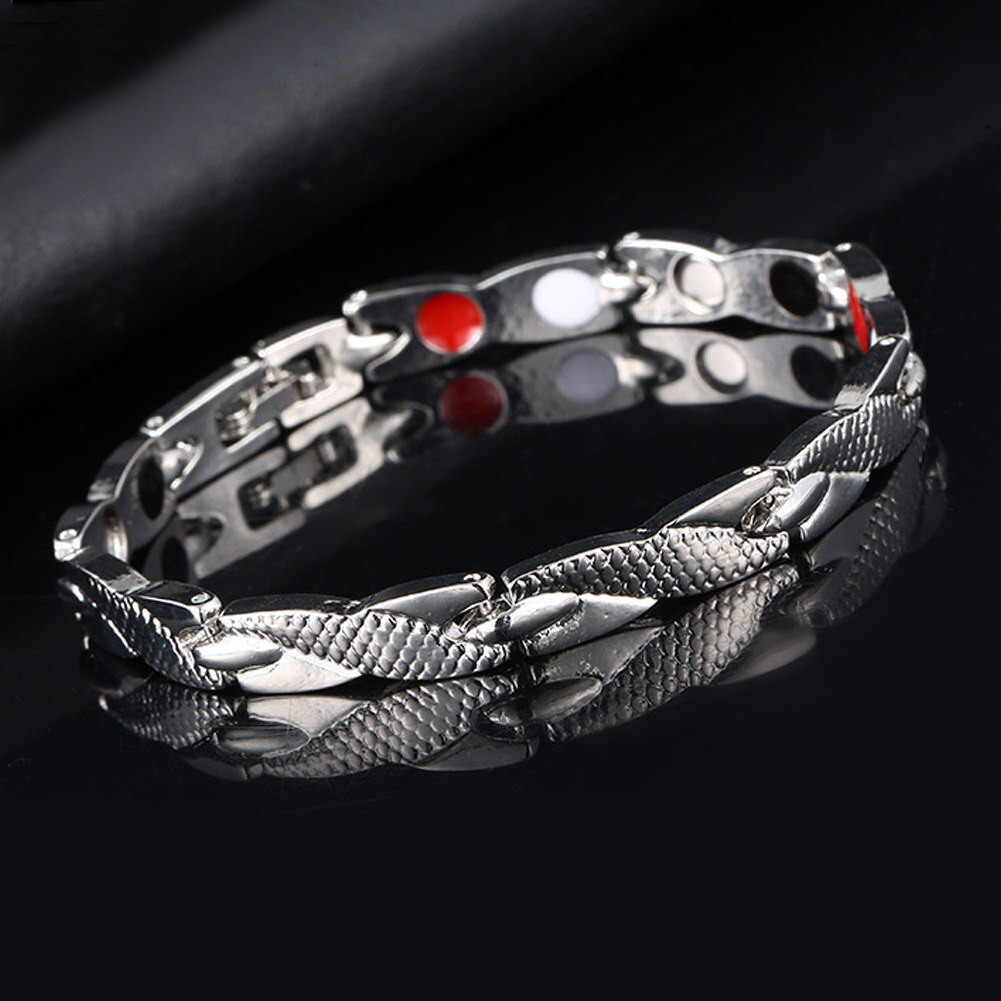 Hommes femmes Bracelet torsadé thérapie magnétique saine arthrite soulagement de la douleur Bracelet KS: silver