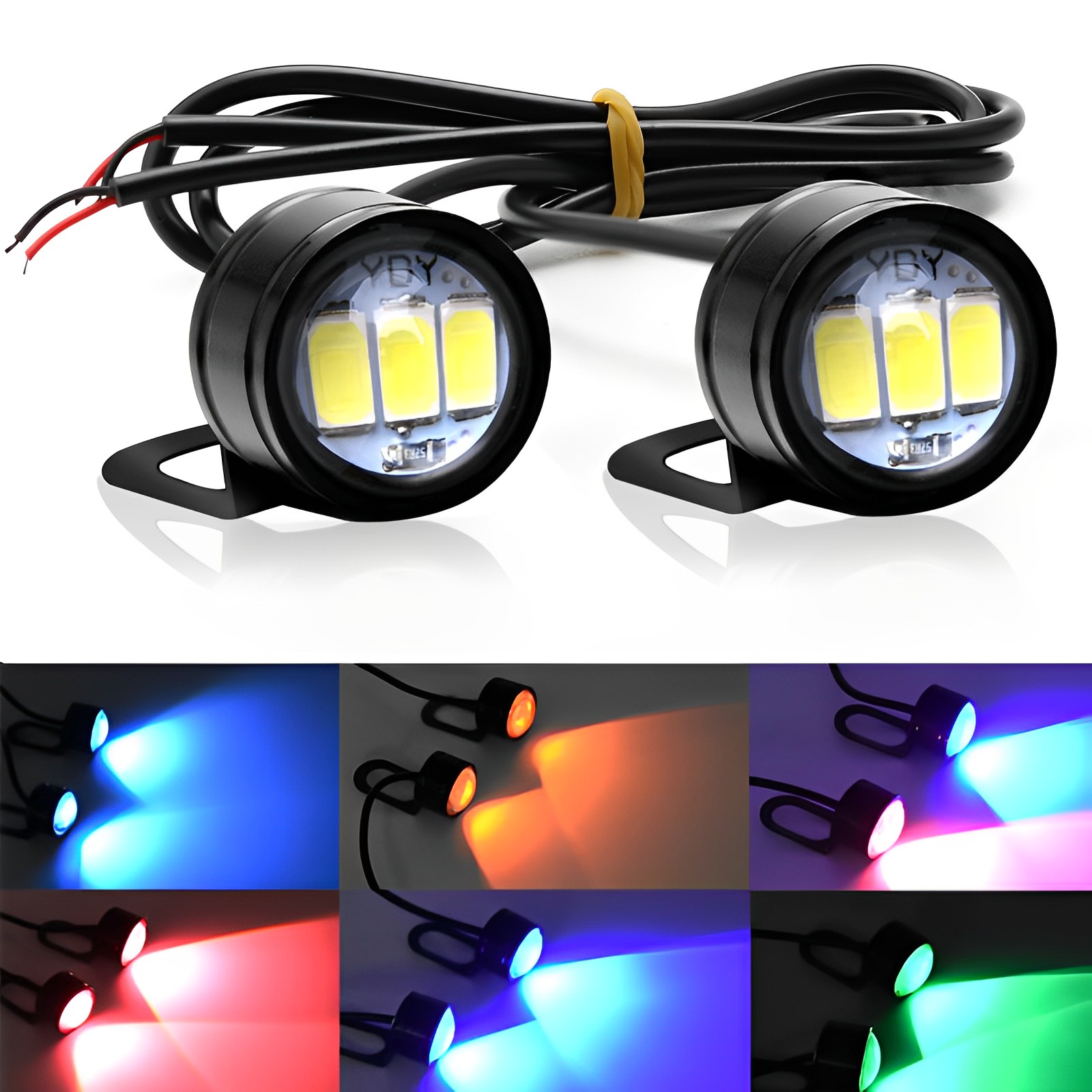 Luz Led superbrillante para motocicleta, lámpara de seguridad para conducción, freno inverso, antiniebla, accesorios para Moto, 2 piezas