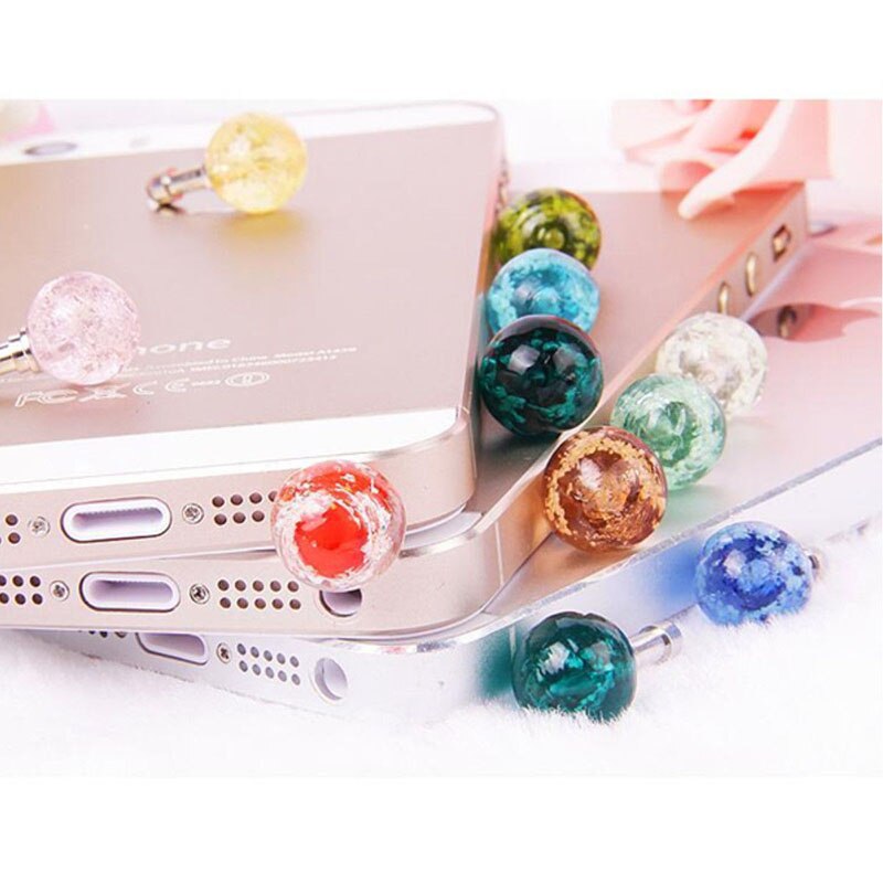 1Pc Colurful Ronde Rhinestone Lichtgevende Stof Plug Mobiele Telefoon 3.5Mm Koptelefoon Jack Anti Stof Plug Universele Hoofdtelefoon Stof cap