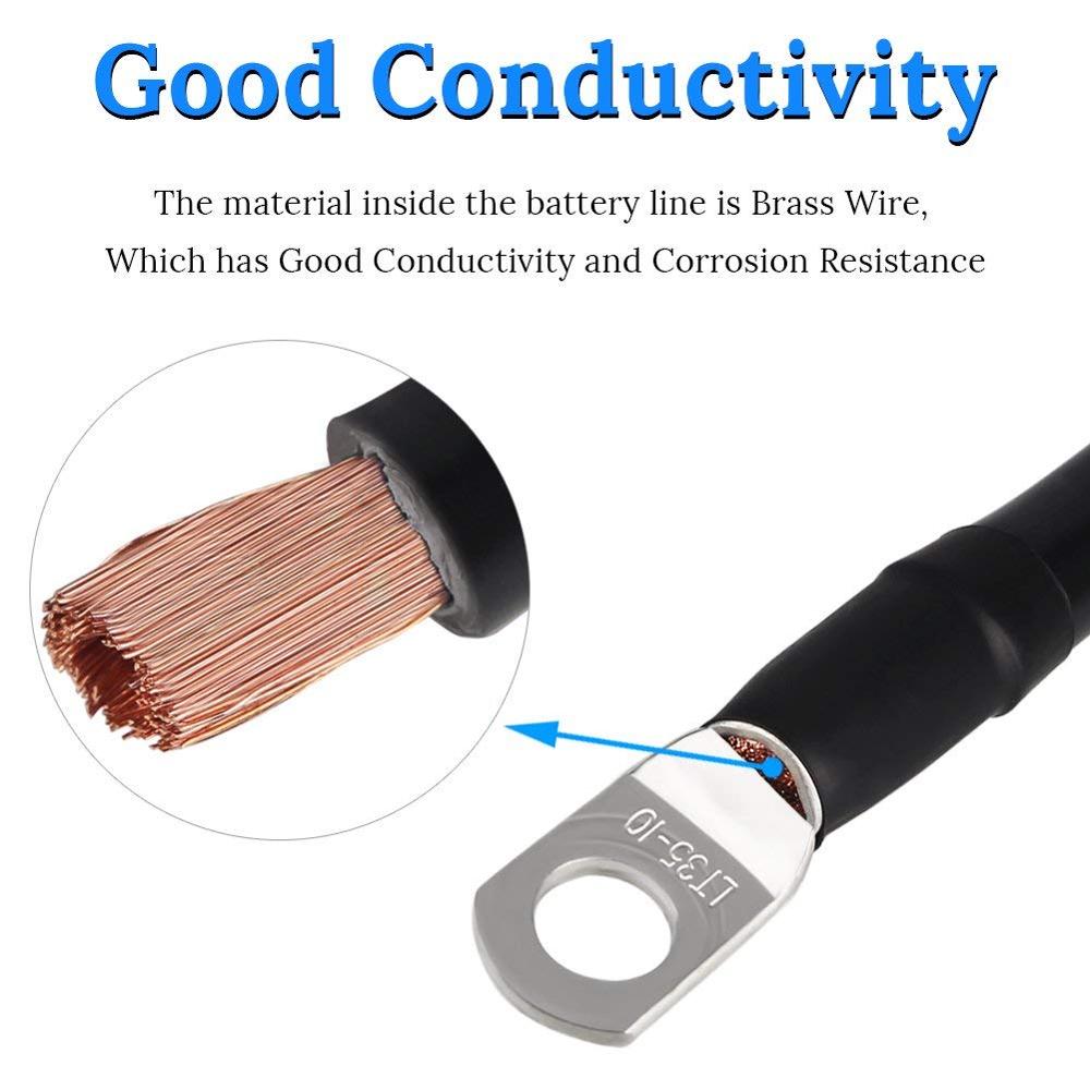 Negative Battery Cable Wire 2 AWG 2-Gauge 20 Inches with 2 melt adhesives Pure Copper Perfect Connection for Boat Yacht RV