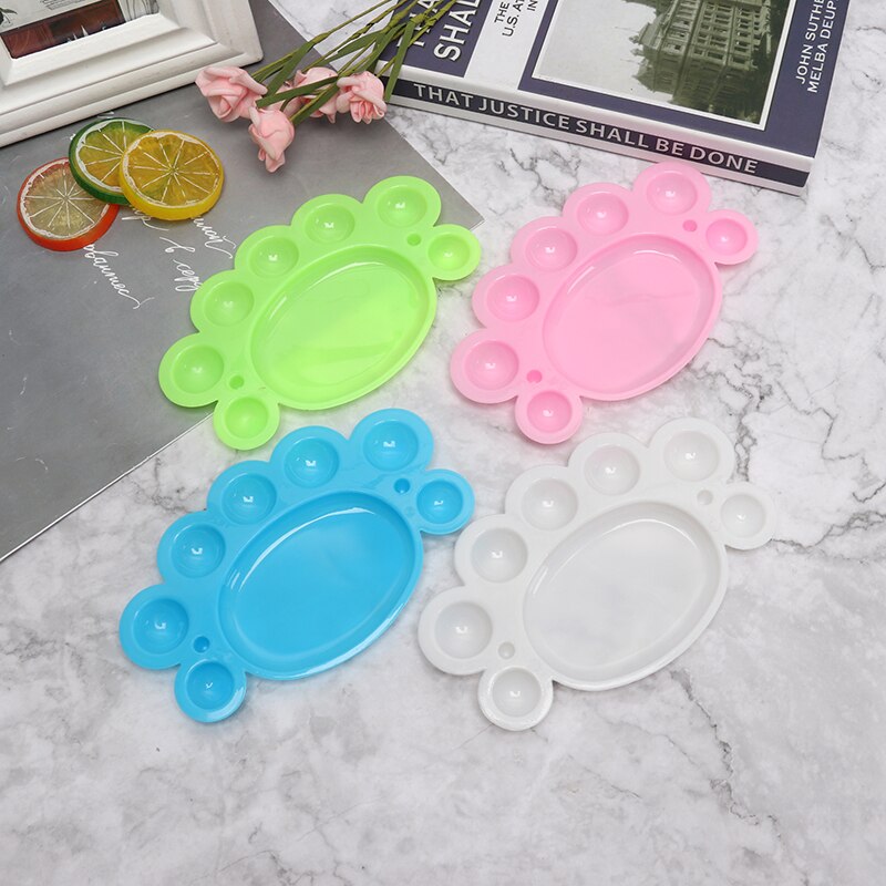2pcs Footprint Shape Plastic Palette Art Paint Plastic Drawing Tray Color Palette For Oil Watercolour White Painting Pallet