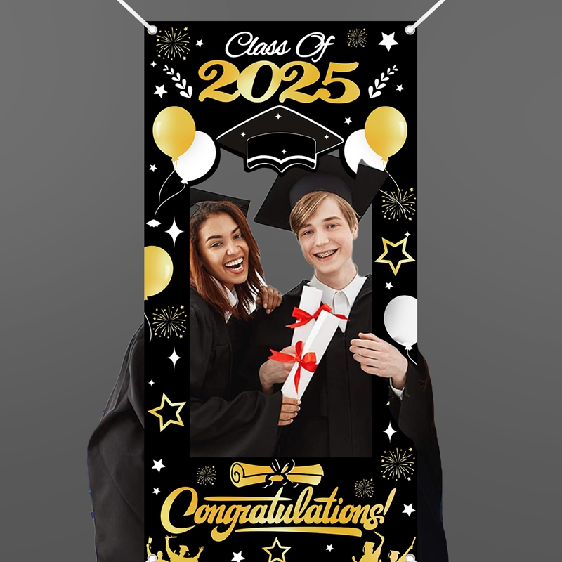 Accesorios para fotomatón de graduación de 2025, pancarta con marco para celebraciones de graduación de la clase de 2025, decoración, fondo de fotografía, suministros para fiestas