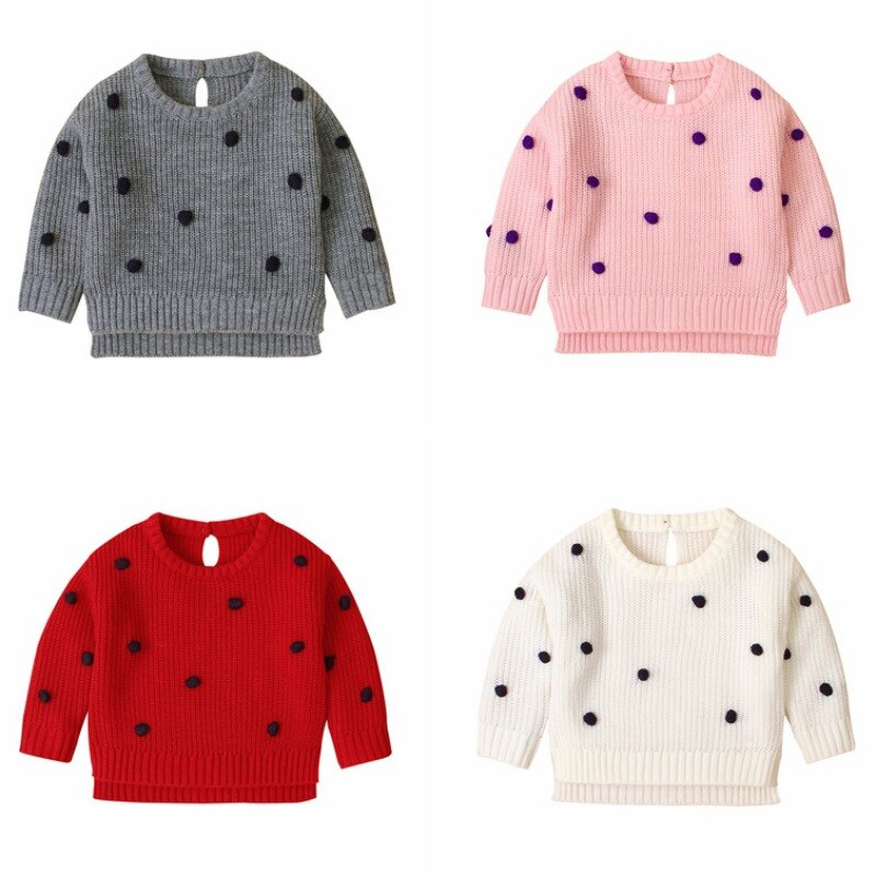 Winter Warm Kids Casual Trui Baby Meisje Pluche Bal Gebreide Bovenkleding Kleding