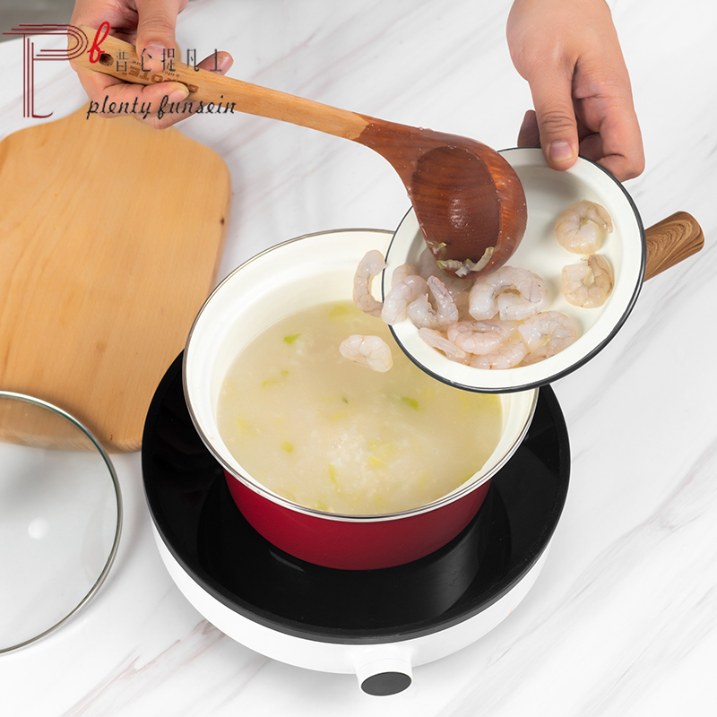 Enamel milk pot, snow pot, baby food aid pot, cooking noodles, instant noodles pot, single handle electromagnetic furnace gas
