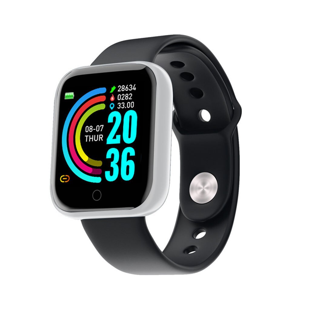 Bluetooth Y68 Smart Watch Women Fitness Tracker Waterproof Heart Rate Monitor Men Sport Smart Watch GPS Bracelet IOS Android: Silver black