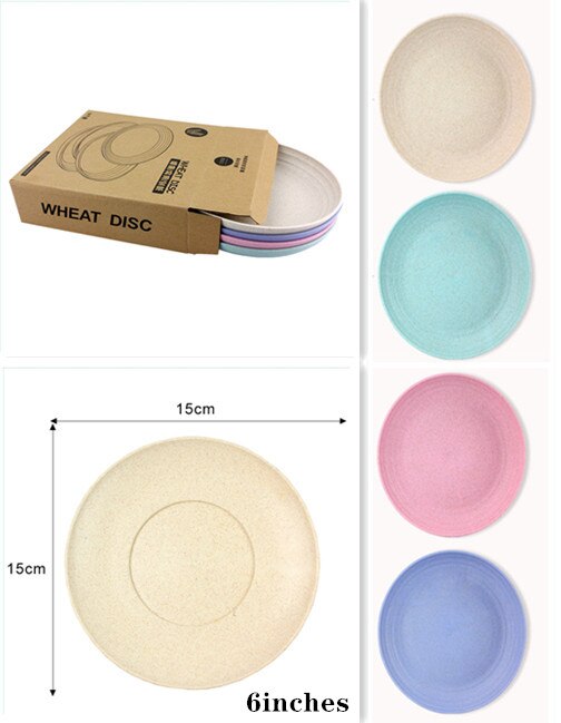 4 Stuks 4 Kleuren Europese Stijl Snack Schotel Diner Keuken Plaat Serveren Dessert Fruit Lade Tarwe Stro Snack Snack Plaat: M