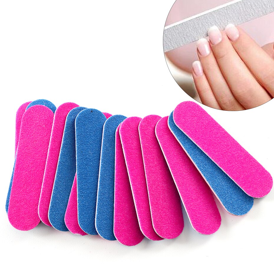 Double-sided Mini Nail File Buffer Nail Polish Sanding Buffer Pink Blue Sandpaper DIY Pedicure Nail Art Tool GL858