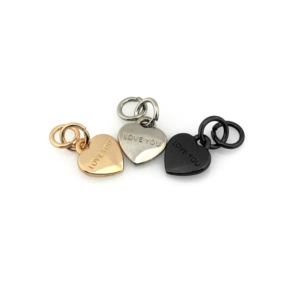2 pièces en métal en forme de cœur, pendentif à fermeture éclair pour sac à main, porte-monnaie, bagages, chaussures, quincaillerie, fermeture, accessoires de sac