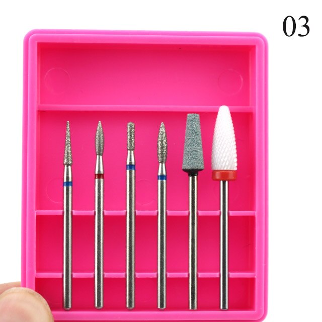6 stücke Keramik Diamant Nagel Bohrer mischen Bits einstellen Fräsen Cutter für Manikübetreffend Elektrische Maschine Pedikübetreffend Gitter Nagel Kunst Zubehör: 03