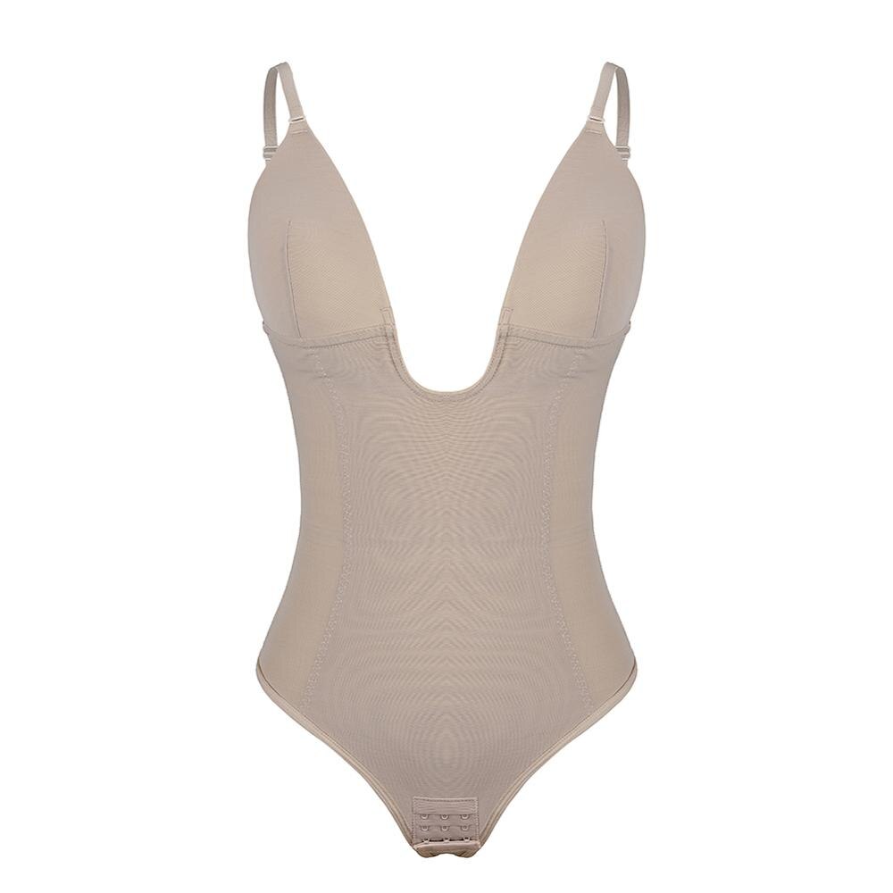 Deep Plunge Body Suit: Nude / M