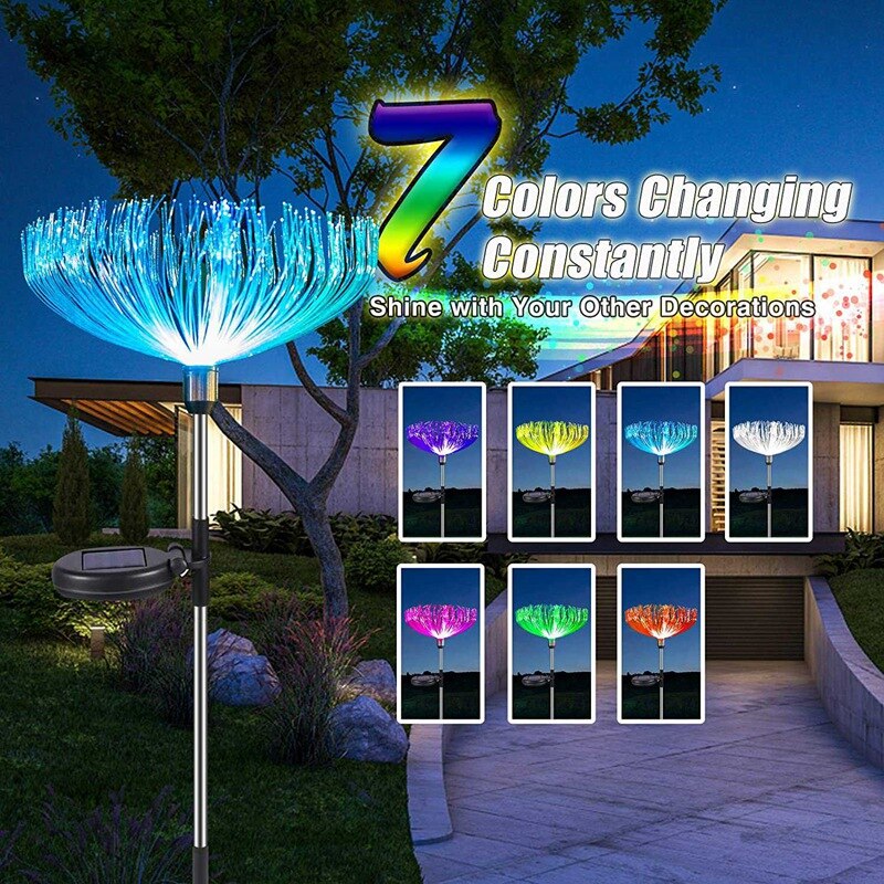 2 Pack Solar Garden Lights Outdoor LED Lights, Mul... – Grandado