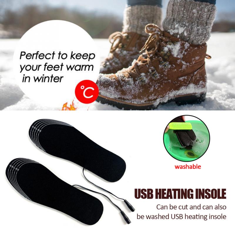 Plantillas calentadas con USB, calentador de zapatos con batería eléctrica recargable, plantilla térmica que mantiene el calor, para invierno