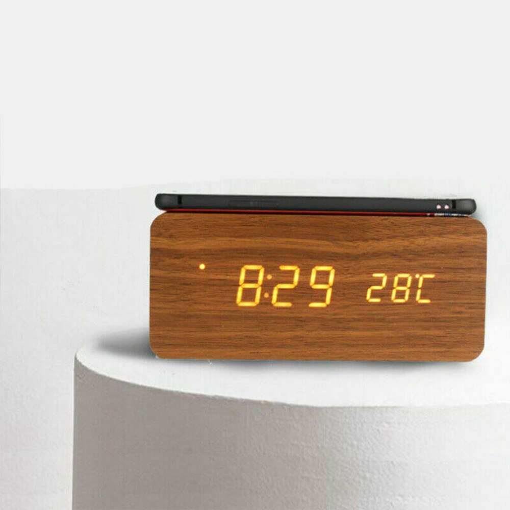 Multifunctionele Draadloze Opladen Klok Led Elektrische Digitale Wekker Qi Draadloze Telefoon Oplader Usb Klok Home Decor