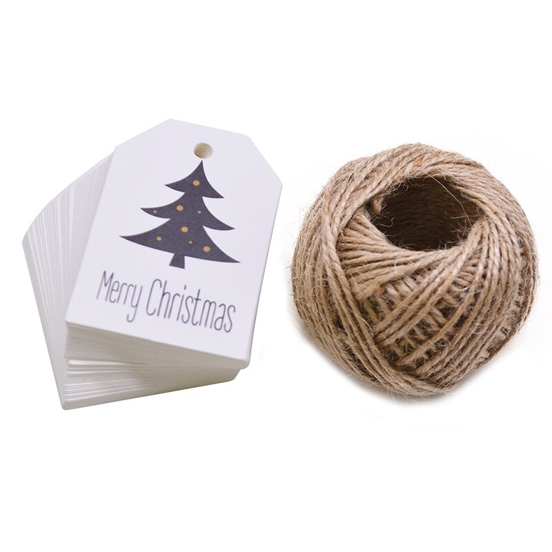 50 stk xmas tags papir indpakning trykt glædelig jul år tags til æske kage fest etiket hænge tag: B05