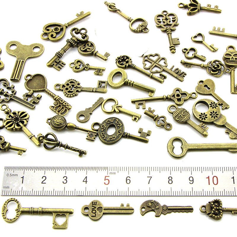 50 Stks/partij Vintage Messing Metal Legering Mooie Grote Kroon Key Charms Vintage Sieraden Keys Charms