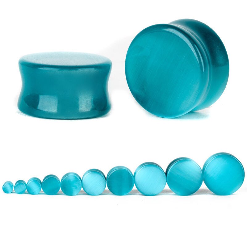 Alisouy 1 Paar runde Stein-Ohrstöpsel, modisch, niedlich, Expander, Verlängerungstunnel, durchbohren-Schmuck, Körperschmuck, Messgeräte, 5–25 mm: Schwarz / Rhodiniert