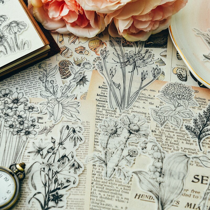 58pcs Flowers and Plants Paper Die Cut Stickers for Scrapbooking Happy Planner/Card Making/Journaling Project Craft