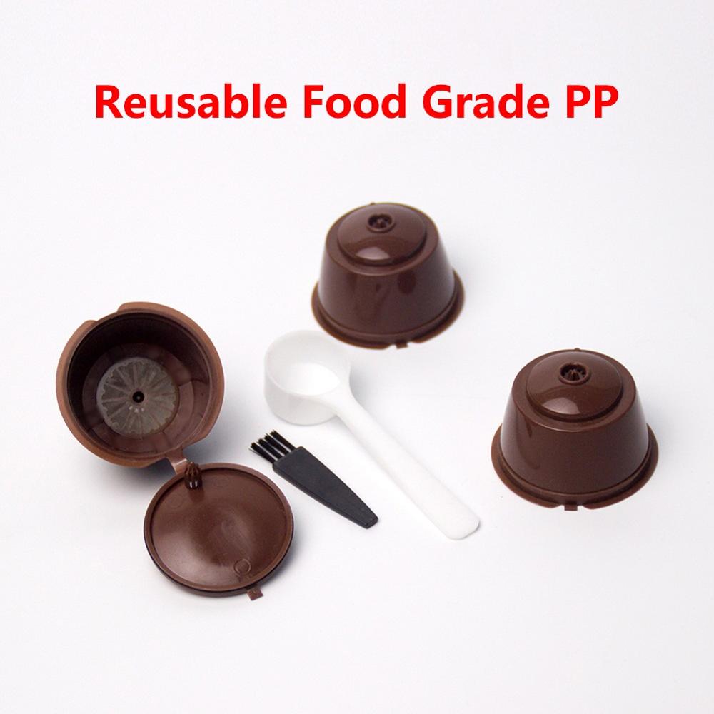 Capsules de café réutilisables, dosette rechargeable pour nescafé, en acier inoxydable, Dolce Gusto, filtre à crème permanente: 5pcs brown