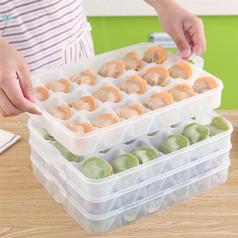 Refrigerator Fresh-keeping Dumpling Storage Box Four Layers Portable Stackable Dumpling Container Holder Organizer