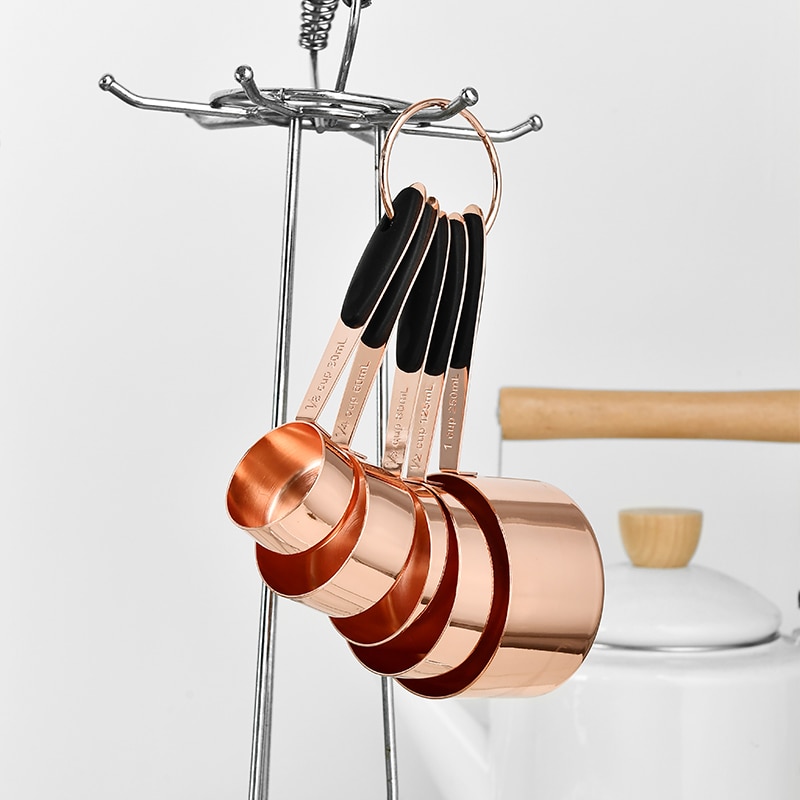 5Pcs Stainless steel Measuring Cups Set Luxury Copper Plated Kitchen Measuring Tools For Baking Coffee Tea