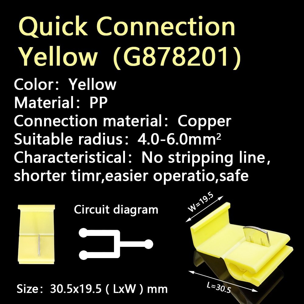 Scotch Lock colours Electric Wire Cable Connectors Quick Splice Terminals Crimp Non Destructive Without Breaking Line AWG 22-18: (G878201) Yellow / 10 PCS