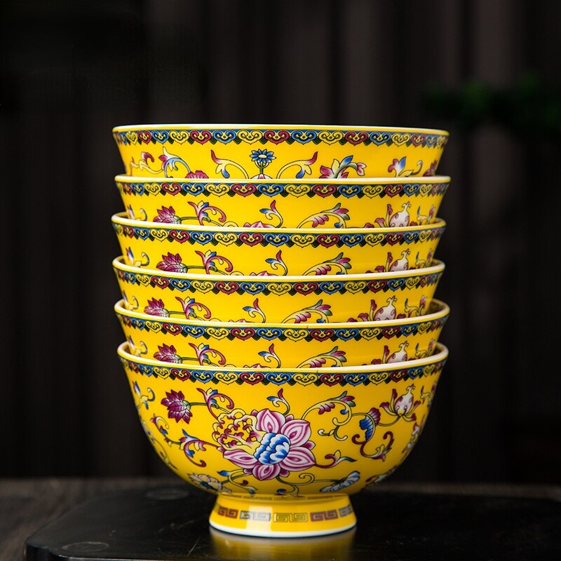 Jingdezhen enamel ceramic bowl Palace luxury bone china noodle bowl Chinese style salad bowl Ceramic tableware