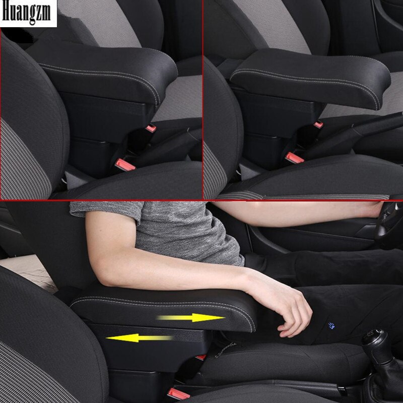 For Ford Fiesta Armrest box For Ford Fiesta MK7 central Store Centre Console box with USB LED light