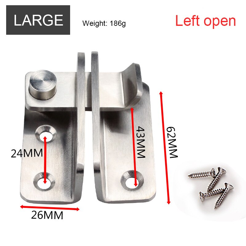 62mm Bolt Lock Thickening Stainless Steel Cabinet Lock Anti-Theft Wooden Cabinet Door Window Office Cabinet Bolt Lock: 62mm Left