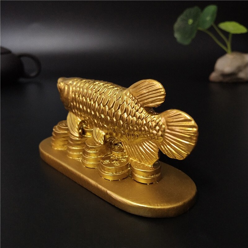 Guld dyr fisk statuer figurer heldige ornamenter boligindretning kinesisk feng shui buddha statue skulptur harpiks håndværk