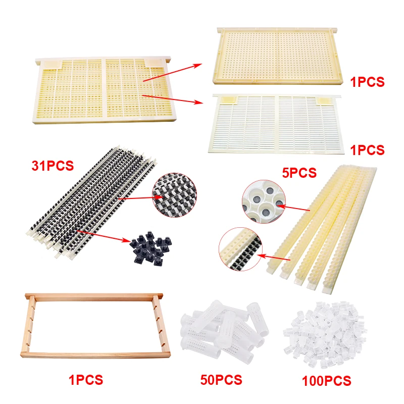 Beekeeping No Graft Queen Rearing Kit, Complete CQR-3C Queen Rearing System, Royal Jelly Producing, Beekeeping Equipment