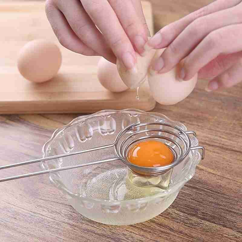 1pc eggehvite separator med krok stål lang verktøy eggeplomme kake håndtak trakt kjøkken runde gadgets skille lag