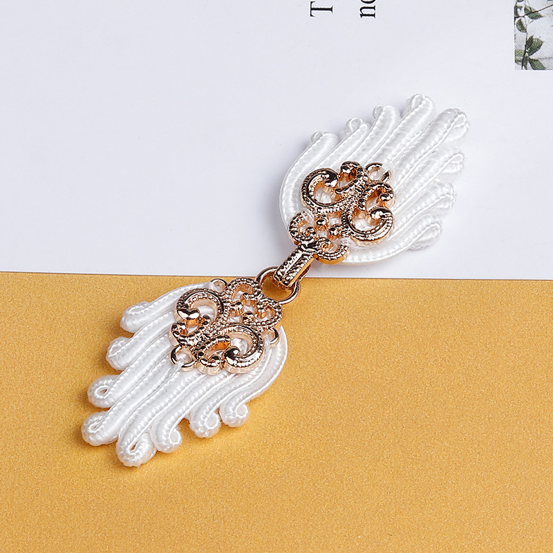 Fermoirs pour cape en métal, 2 paires, boutons à Clip pour Cardigan, boucles Cheongsam, attaches de couture pour vêtements: white