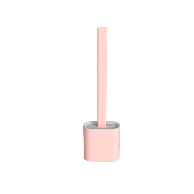 Cepillo de silicona para inodoro, utensilio de cocina con soporte, flexible, escalable: Pink