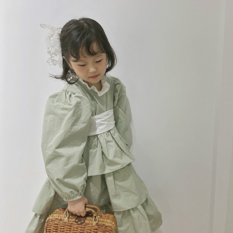 Herfst Meisjes Prinses Met Lange Mouwen Jurk Kinderen Vintage Jurk Koreaanse