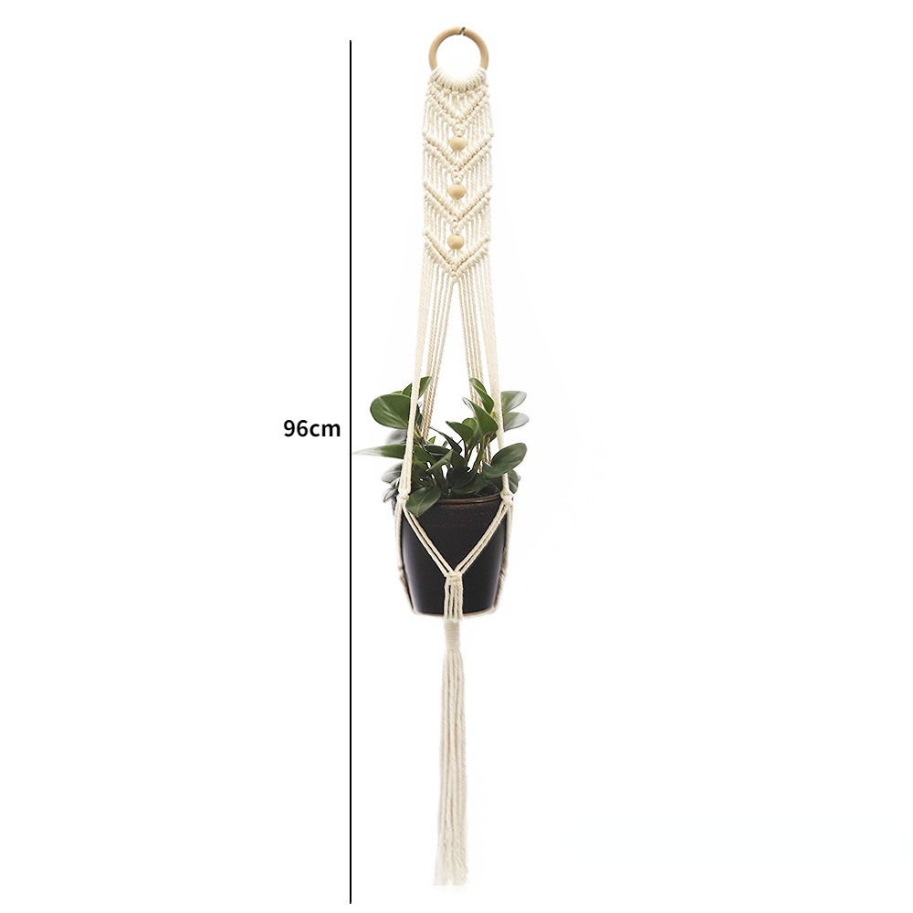 Tuinplant Hangmanden Bloempot Handgemaakte Macrame Geknoopt Touw Bloempot Boheemse Stijl voor Thuis Balkon Decoratie: Chocolade