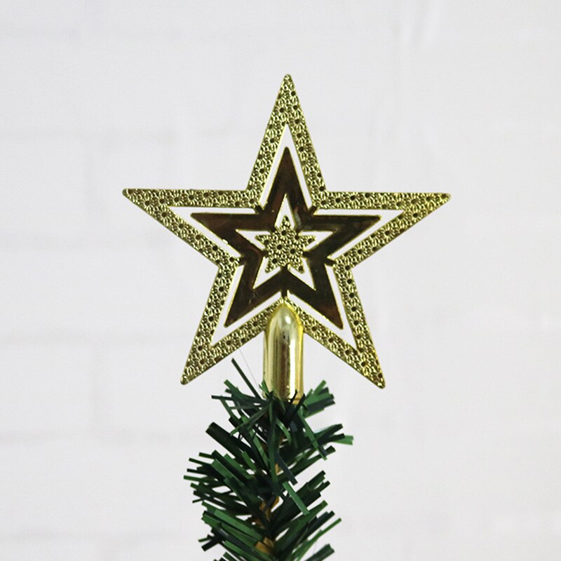 Vrolijke Kerstboom Decoratie Gouden Ster 3D Vijf Point Star Xmas Tree Top Ster Thuis Desktop Topper Kerst Ornament