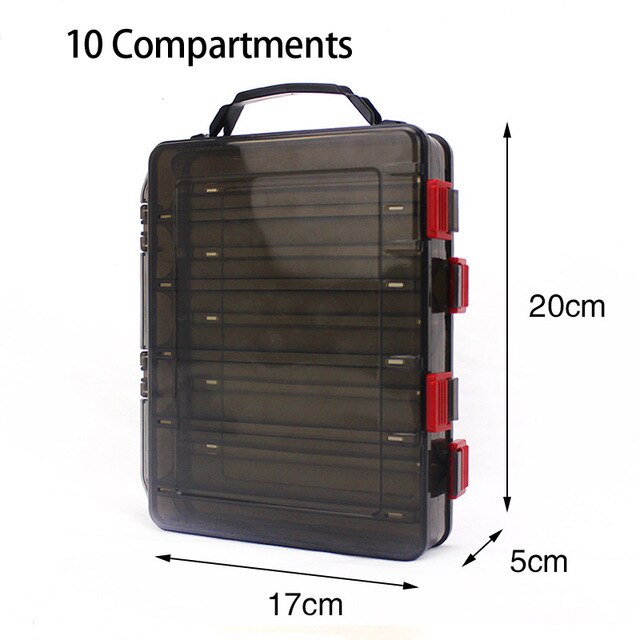 Double layer Fishing Tackle Box 10/14 Compartments Fishing Lures Baits Hook Lines Tools Storage Case Fishing Tools Pesca Boxes: 10 Compartments