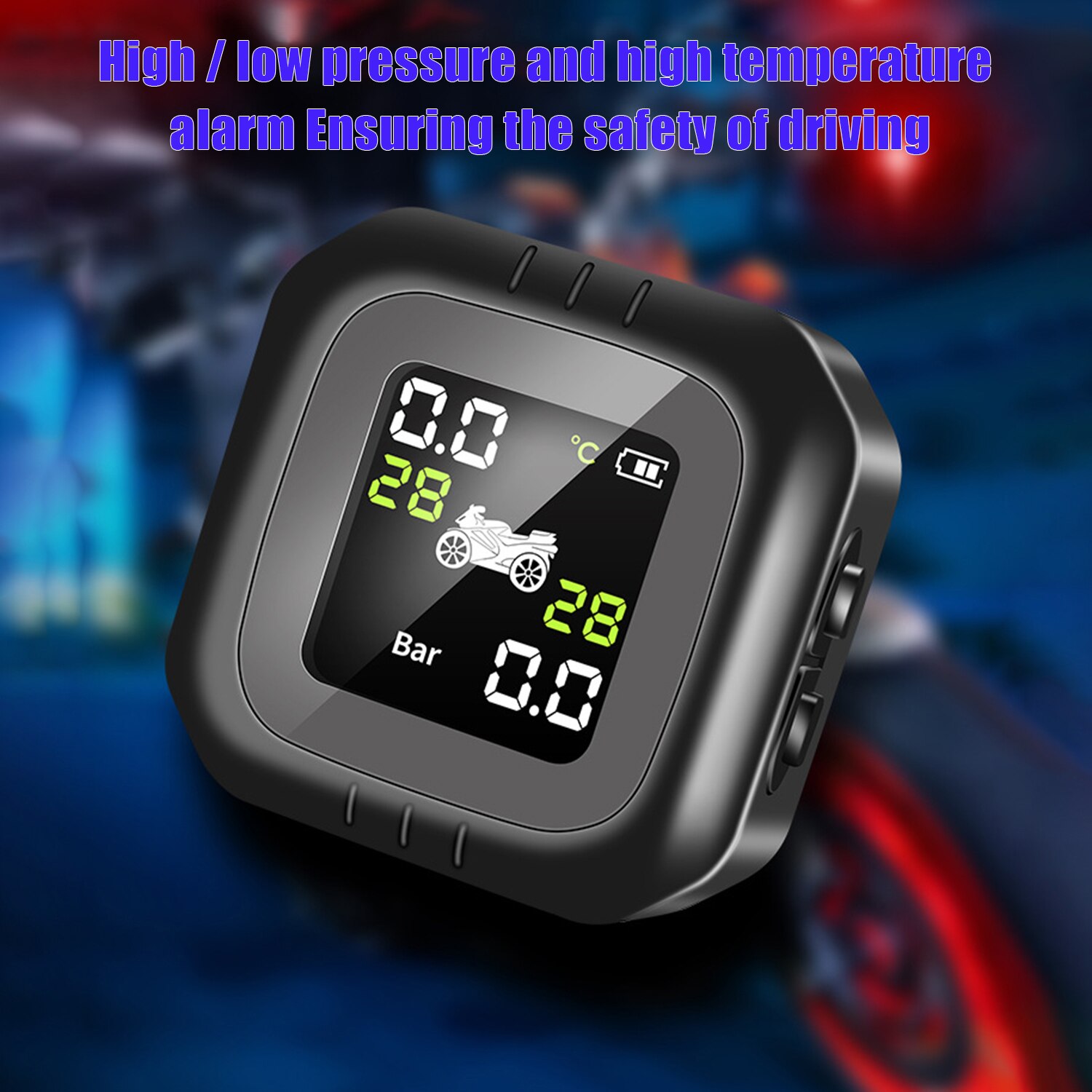 Wireless LCD Motorcycle Tire Pressure Monitoring System TPMS 2External Sensor Realtime Monitor Abnormal Alarm Moto Tyre Tool PSI