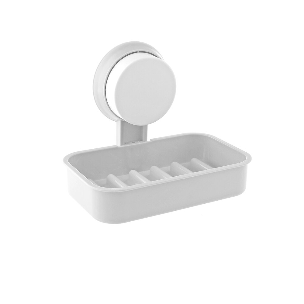 Taza de succión para jabón, caja de jabón ventosa para baño, jabonera de doble capa, jabonera fuerte, soporte para desagüe para jabón: Blanco