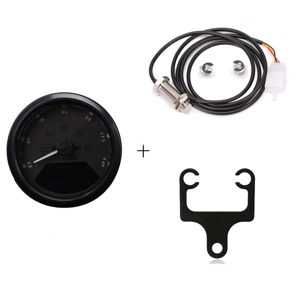 8-18V Universal Multi LCD Digital Tachometer Speedometer Odometer for 2,4 Cylinder Motorbike 12000RPM Motorcycle Accessories: With Support