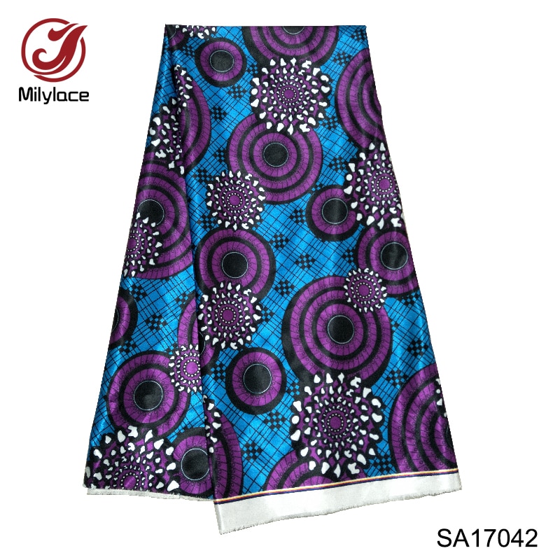 Digitale print Satijn materiaal Afrikaanse wax stof multi kleur stijl nigeriaanse satijnen stof voor kledingstuk SA17042
