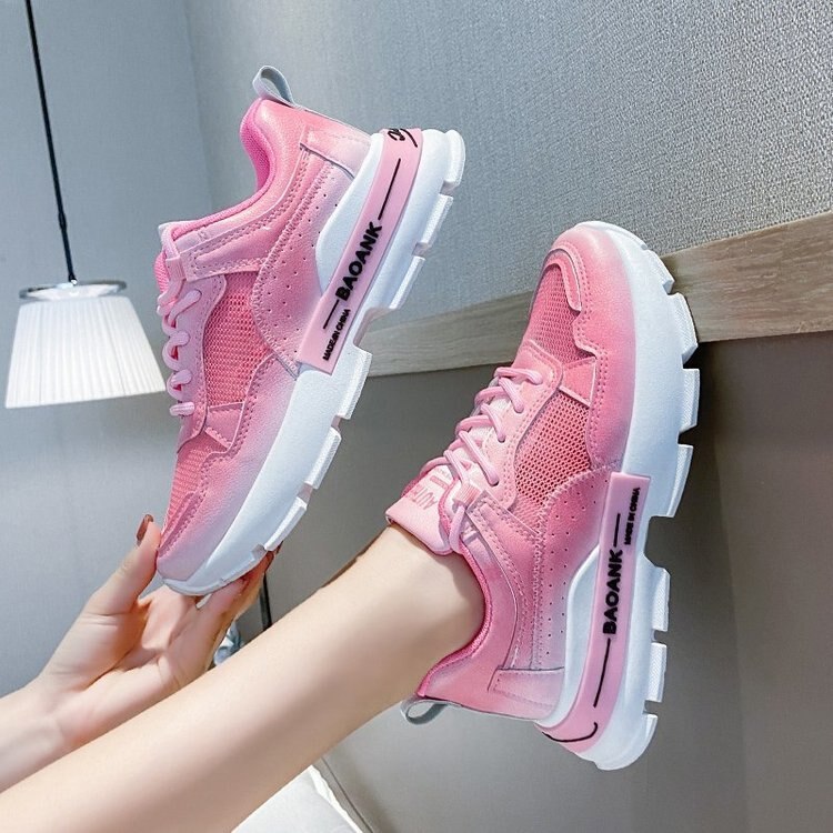 Fujin sneakers dames zomer snoepkleurige ademende mesh platte platform casual chunky schoenen damesschoenen