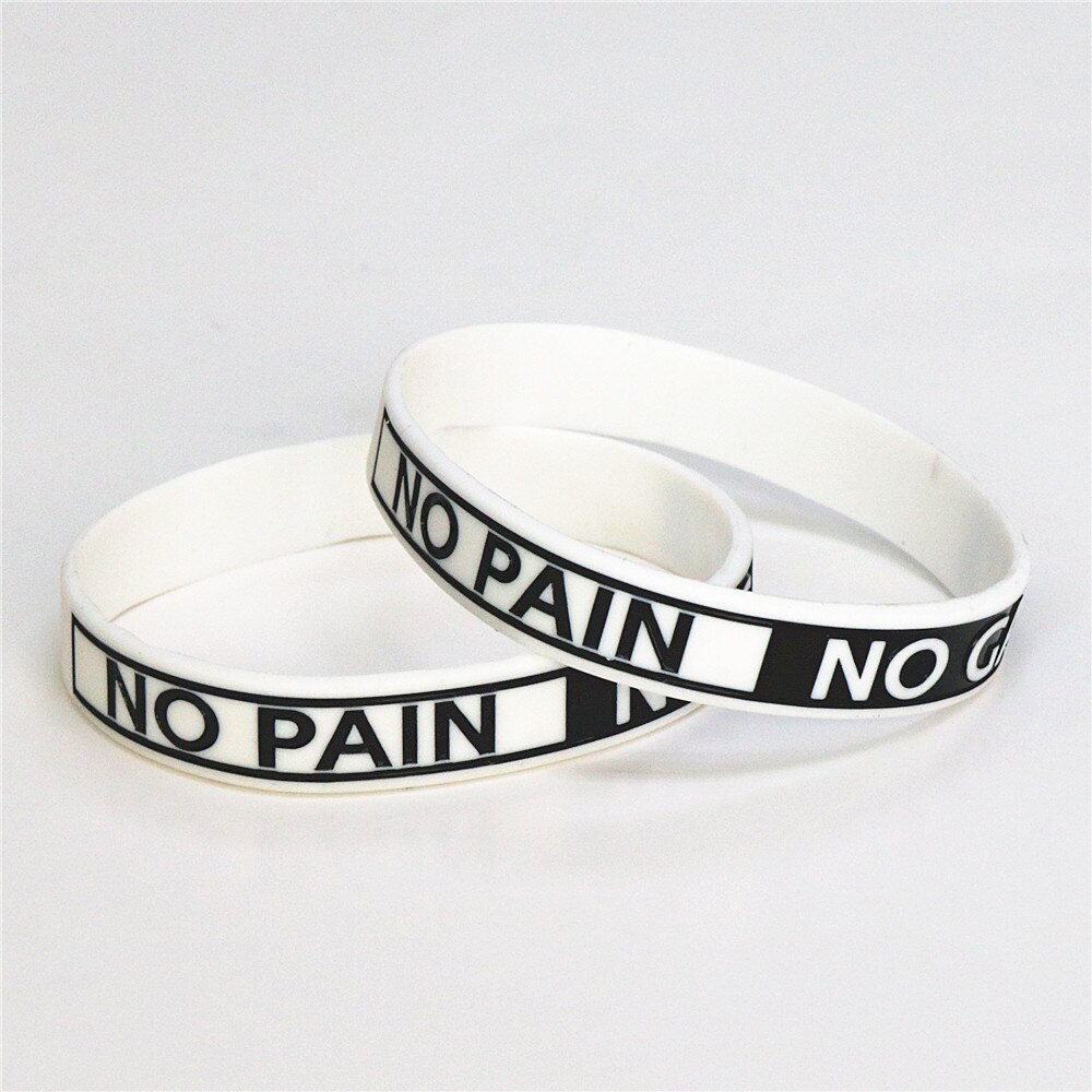 1pc silikone armbånd ingen smerte ingen gevinst motivation silikone armbånd & armbånd voksen størrelse  sh082: Hvid