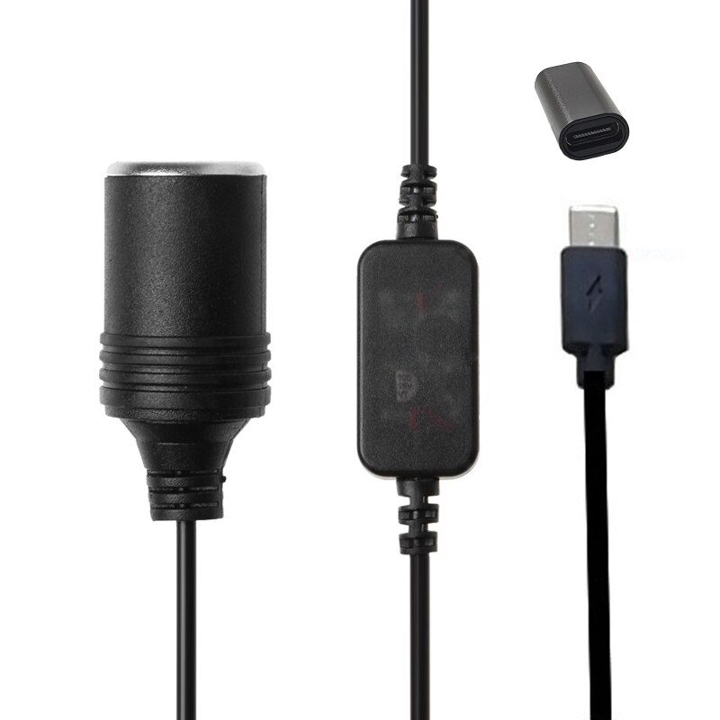 Usb C Pd Vrouwelijke Type-C Male Naar 12V Auto Stopcontact Kabel Voor Auto Dvr Gps E-Hond