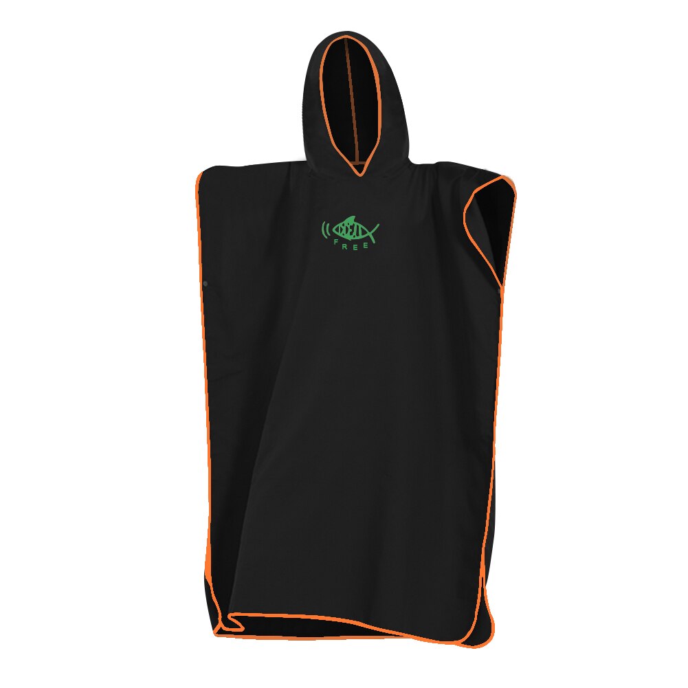 Men Women Diving Suit Change Robes Poncho Quick-dry Hooded Towel Sweat-absorbent Swim Robe Summer Beach Pool Swimming: Black