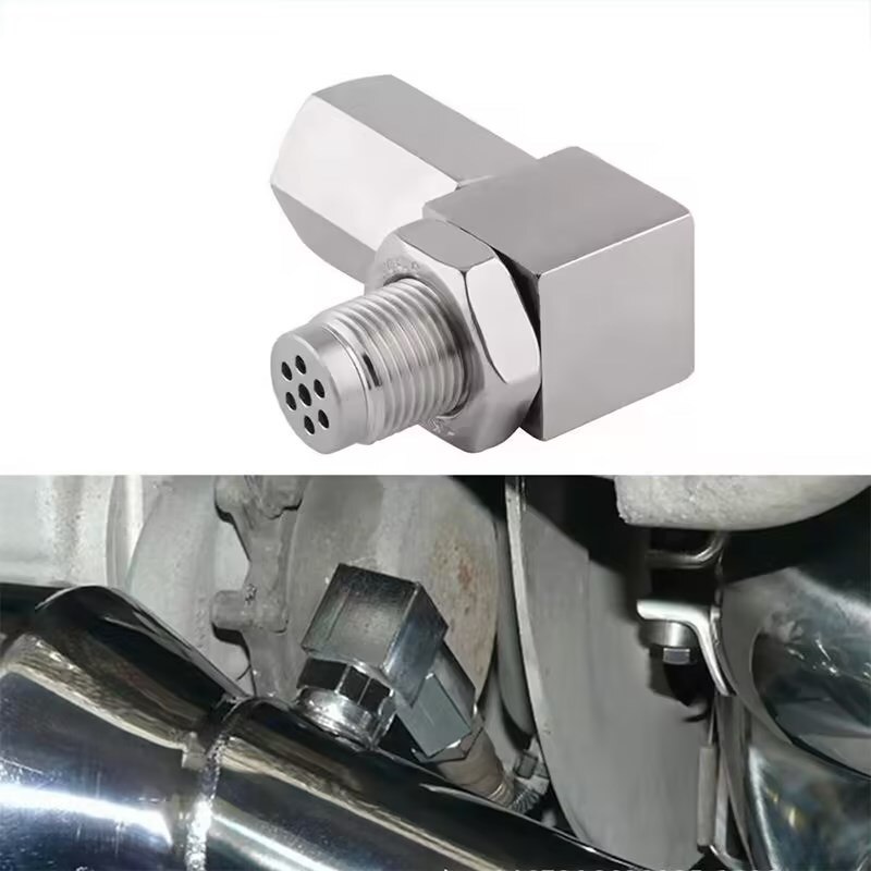 Exhaust Catalyst Rear Oxygen Sensor Spacer 90 Degree Mini Catalyst Lambda O2 Adapter CEL Fix, M18*1.5 Universal